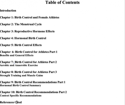 Birth Control and Athletic Performance Table of Contents